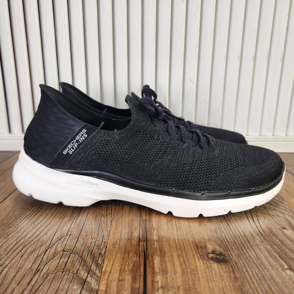 Skechers Slip-Ins Go Walk 6 Lovely Day Walking Shoes Womens Sz 9.5 Black Sneaker